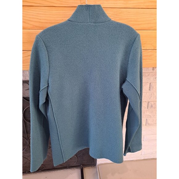 Eileen Fisher Boiled Wool Jacket Snap Closure Womens PM Teal Blue - Picture 6 of 11